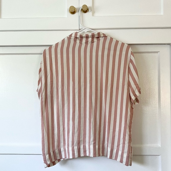 Reformation Cameran Pajama Top Pink and White Striped Size Small - Picture 4 of 7
